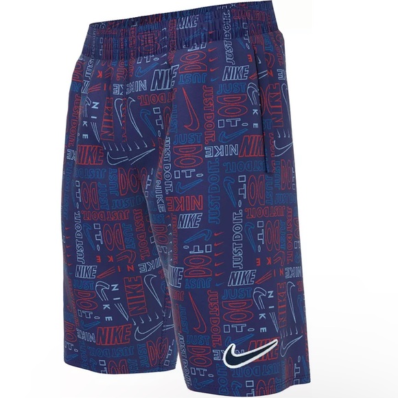 Nike Boys' Logo Mash-Up Breaker 8” Volley Shorts, red white & blue, Size XL NWT - Picture 2 of 16